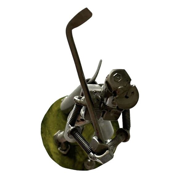 Miguel Metal Mejia Artist Scrap Metal Art Sculpture Golfer 8” Tall Signed Recyle - Picture 7 of 9